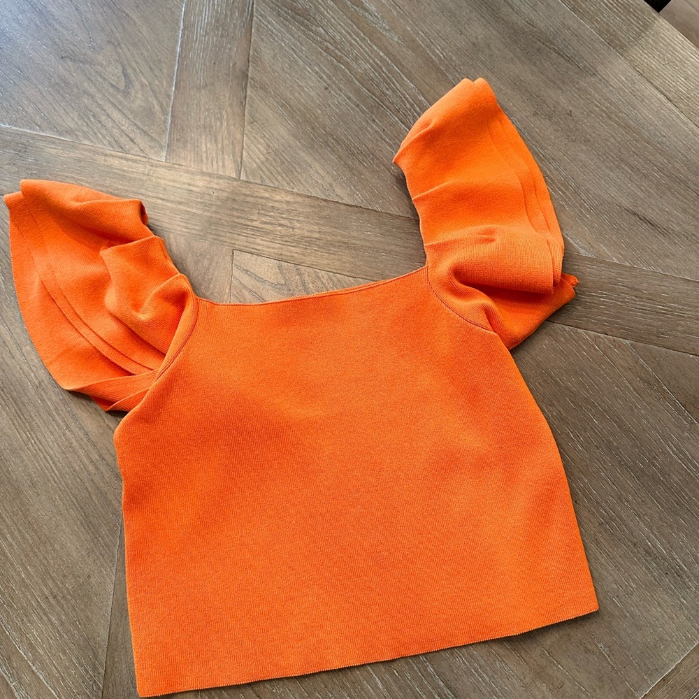 Vici Orange Ruffle Top - Picture 2 of 3